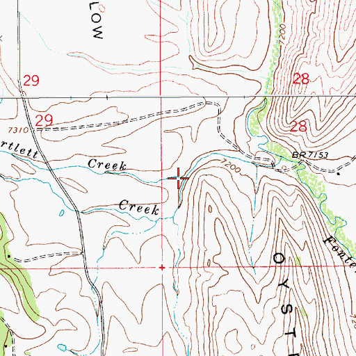 Topographic Map of North Bartlett Creek, WY