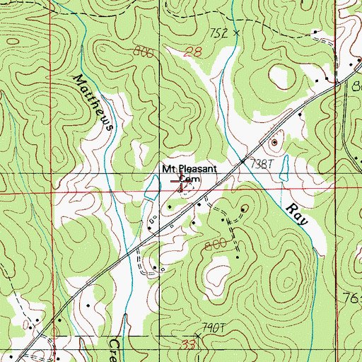 Topographic Map of Mount Pleasant Cemetery, AL
