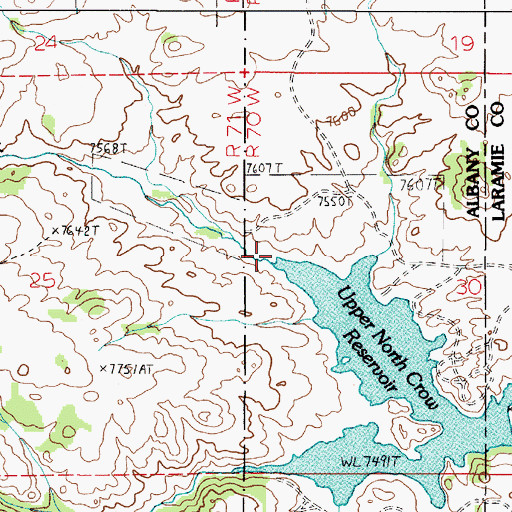 Topographic Map of North Branch Crow Creek, WY
