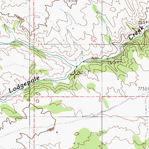 Topographic Map of North Branch Middle Lodgepole Creek, WY