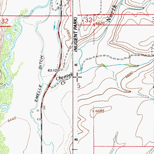 Topographic Map of North Chappel Creek, WY