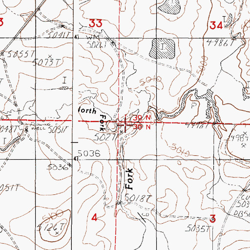 Topographic Map of North Fork Bear Creek, WY