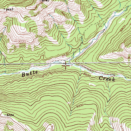 Topographic Map of North Fork Butte Creek, WY