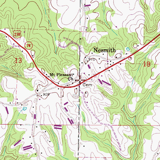 Topographic Map of Mount Pleasant Church, AL