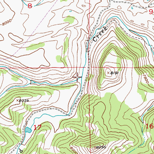 Topographic Map of North Fork Crooked Creek, WY