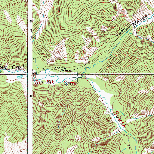 Topographic Map of North Fork Elk Creek, WY
