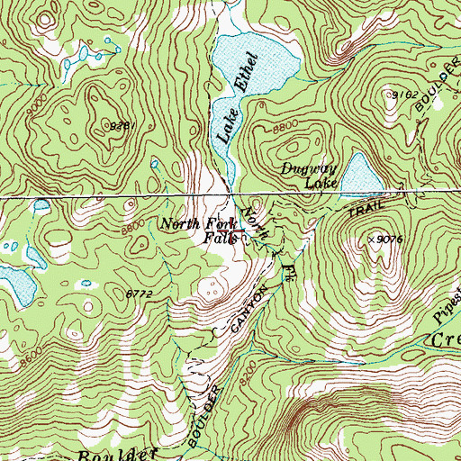 Topographic Map of North Fork Falls, WY