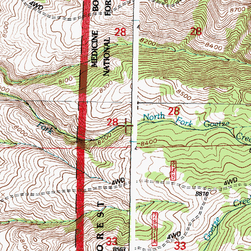 Topographic Map of North Fork Goetze Creek, WY