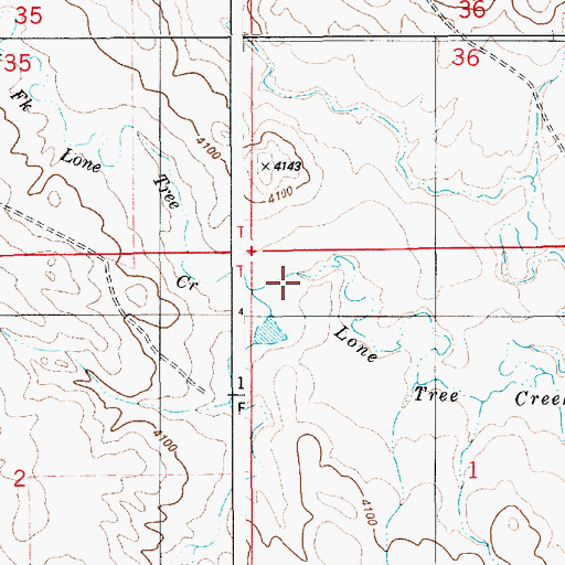 Topographic Map of North Fork Lone Tree Creek, WY