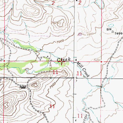 Topographic Map of North Fork Mill Creek, WY
