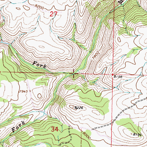 Topographic Map of North Fork Miner Creek, WY