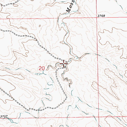 Topographic Map of North Fork Moss Agate Creek, WY