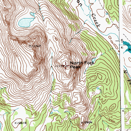 Topographic Map of North Fork Peak, WY