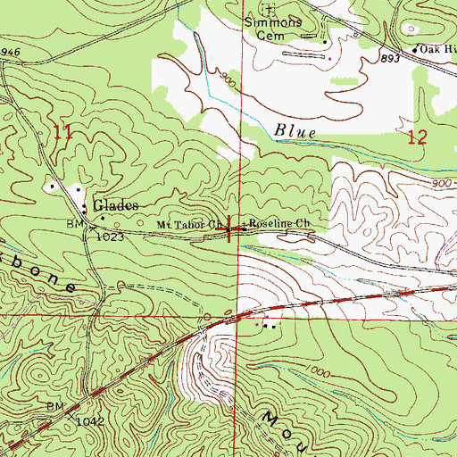 Topographic Map of Mount Tabor United Methodist Church, AL
