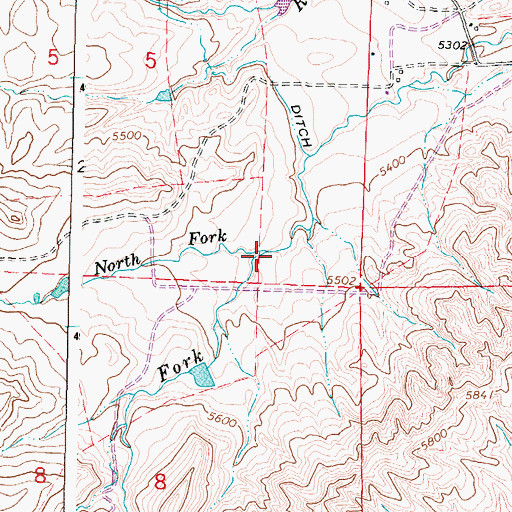 Topographic Map of North Fork Sayles Creek, WY