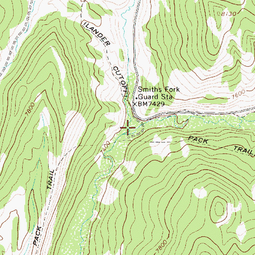 Topographic Map of North Fork Smiths Fork, WY