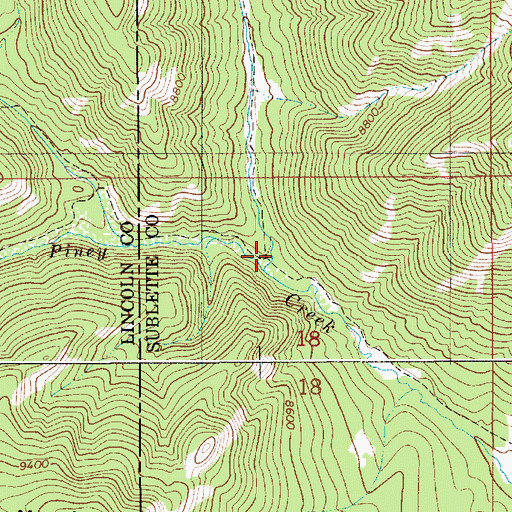 Topographic Map of North Fork South Piney Creek, WY