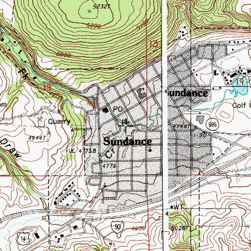 Topographic Map of North Fork Sundance Creek, WY