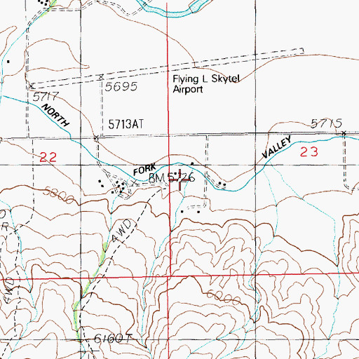 Topographic Map of North Fork Valley Ditch, WY