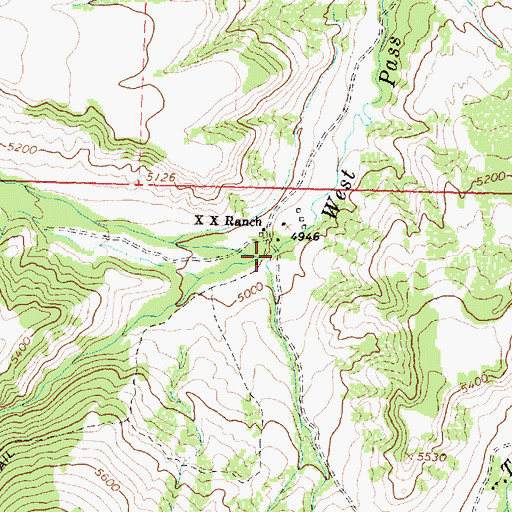 Topographic Map of North Fork West Pass Creek, WY