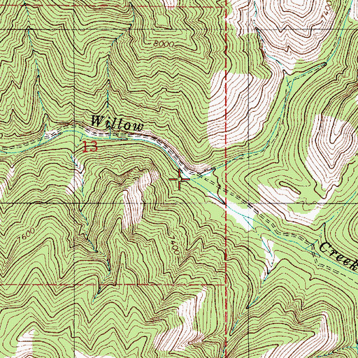 Topographic Map of North Fork Willow Creek, WY