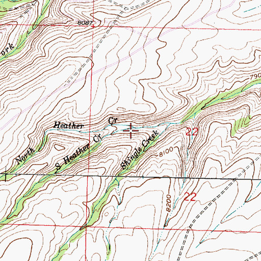 Topographic Map of North Heather Creek, WY