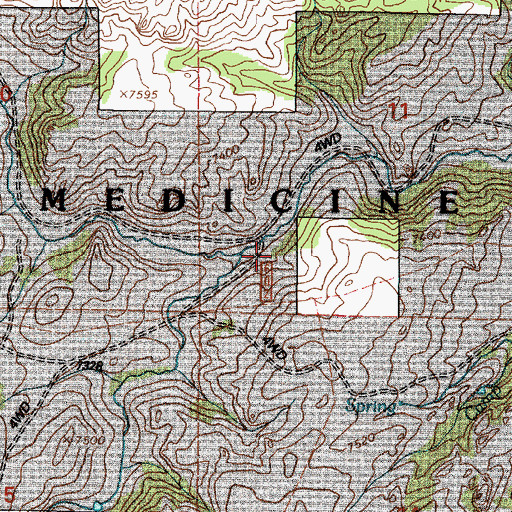 Topographic Map of North Horseshoe Creek, WY