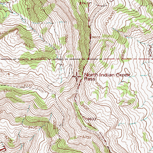 Topographic Map of North Indian Creek Pass, WY