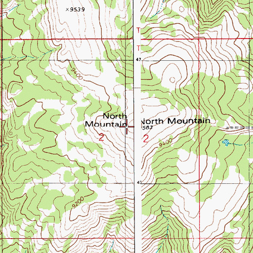 Topographic Map of North Mountain, WY