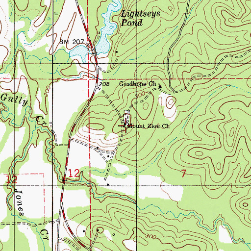 Topographic Map of Mount Zion Missionary Baptist Church, AL