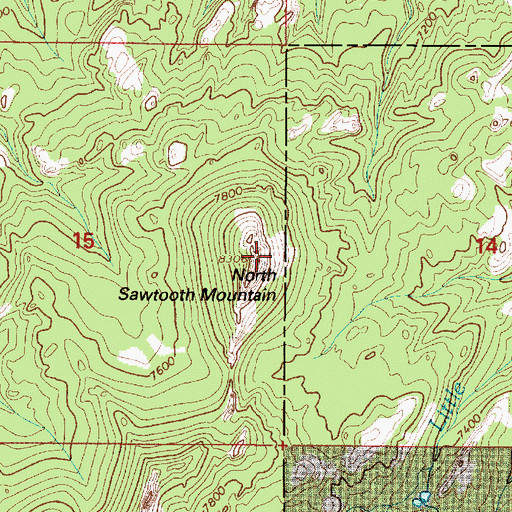 Topographic Map of North Sawtooth Mountain, WY