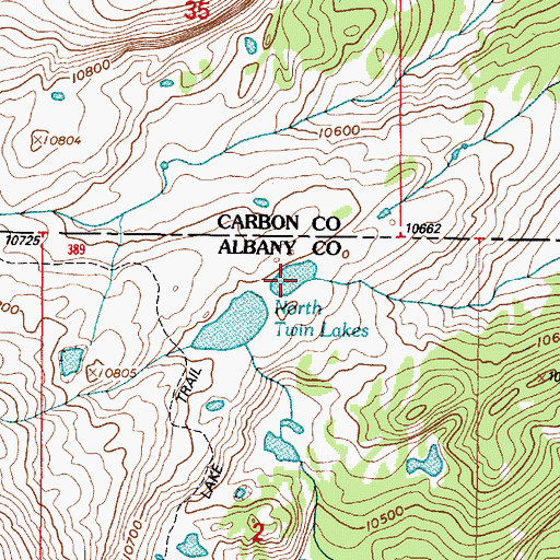 Topographic Map of North Twin Lakes, WY
