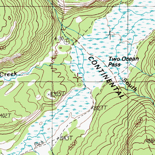 Topographic Map of North Two Ocean Creek, WY