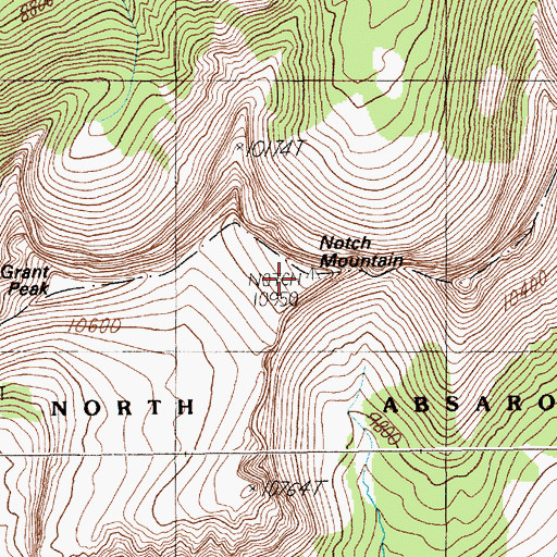 Topographic Map of Notch Mountain, WY