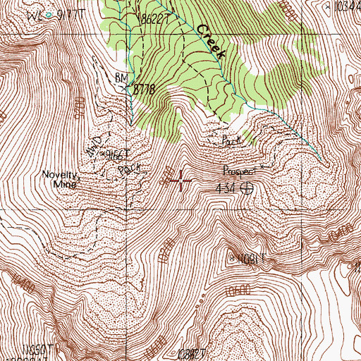 Topographic Map of Novelty Mine, WY