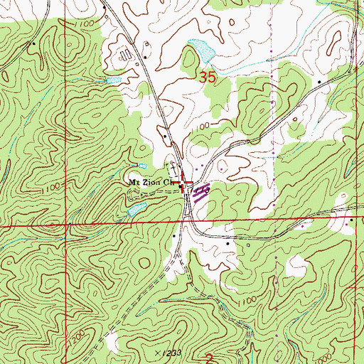 Topographic Map of Mount Zion Church, AL