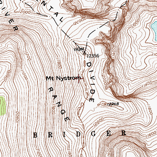 Topographic Map of Mount Nystrom, WY
