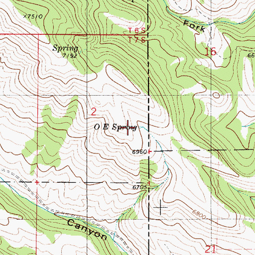 Topographic Map of OE Spring, WY