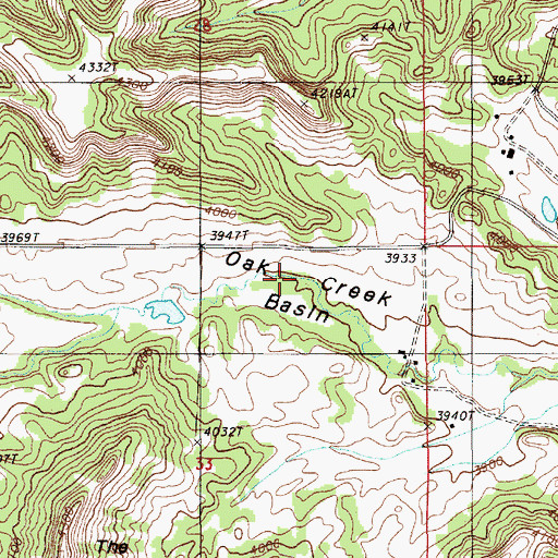 Topographic Map of Oak Creek Basin, WY