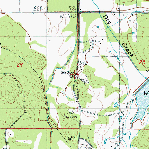 Topographic Map of Mount Zion Church, AL