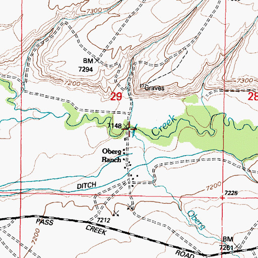 Topographic Map of Oberg Creek, WY