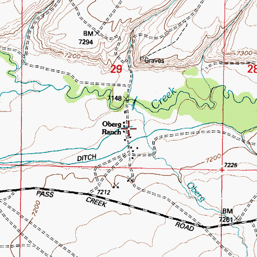 Topographic Map of Oberg Ranch, WY