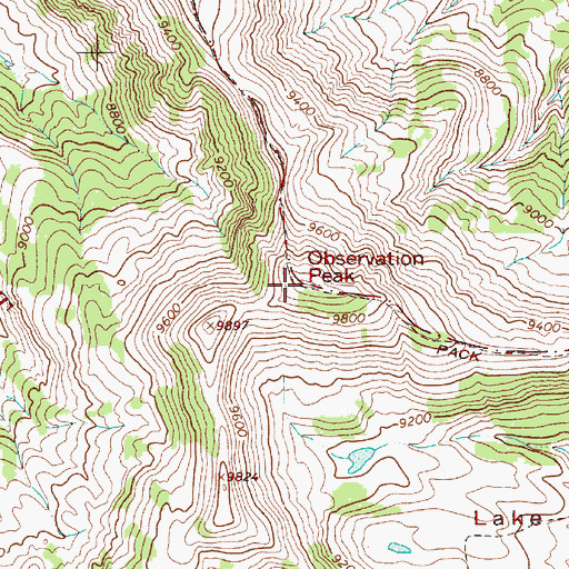 Topographic Map of Observation Peak, WY