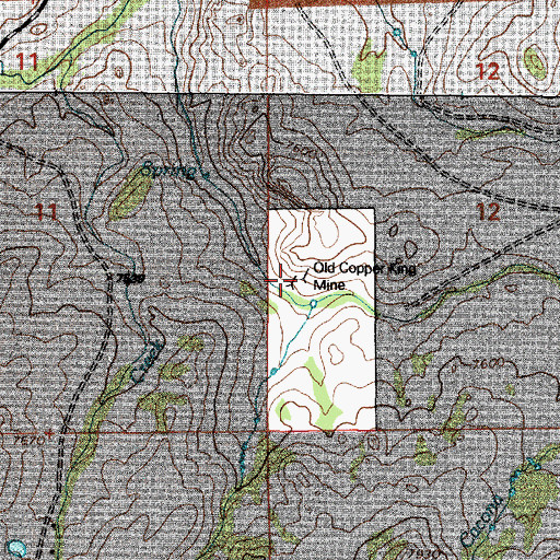 Topographic Map of Old Copper King Mine, WY