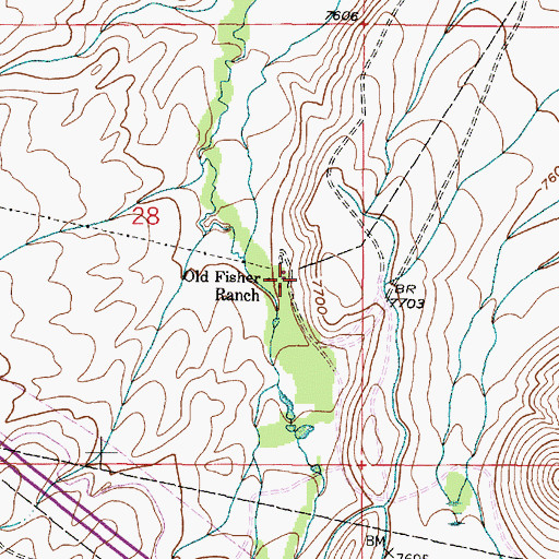 Topographic Map of Old Fisher Ranch, WY