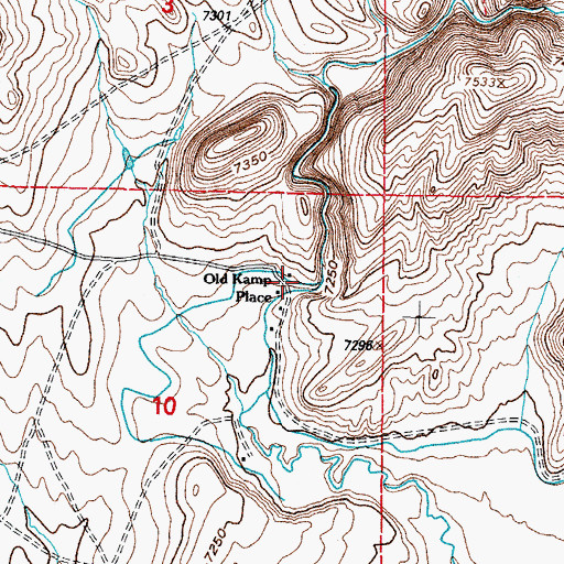 Topographic Map of Old Kamp Place, WY