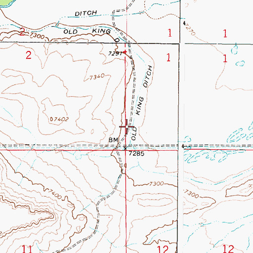 Topographic Map of Old King Ditch, WY