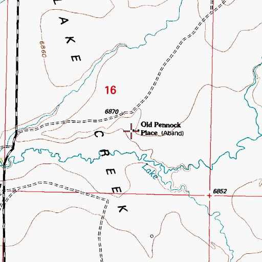 Topographic Map of Old Pennock Place (historical), WY
