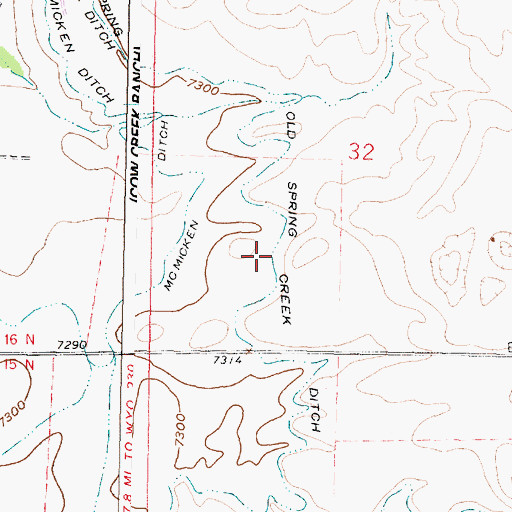 Topographic Map of Old Spring Creek Ditch, WY