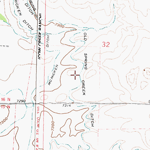 Topographic Map of Old Spring Creek Ditch, WY